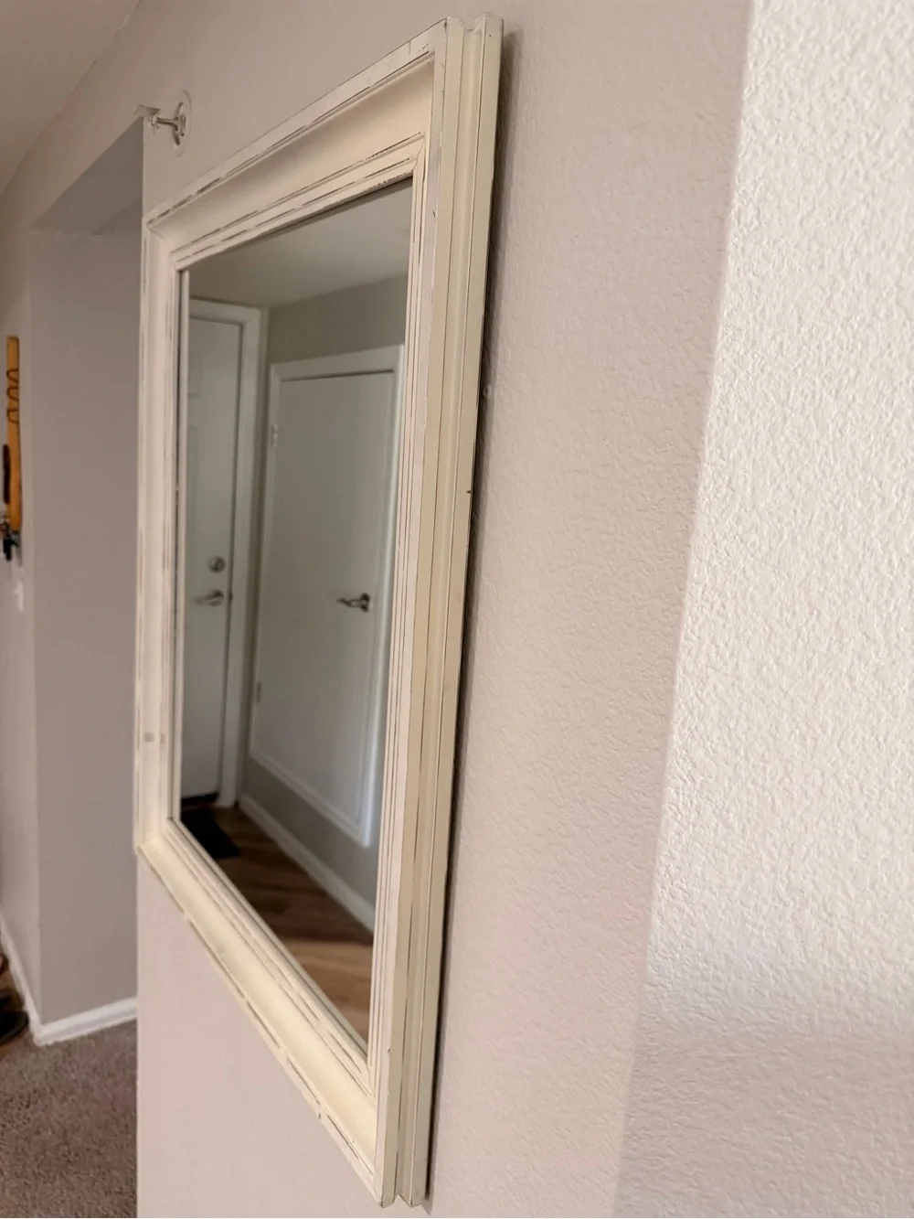 Distressed White Framed Wall Mirror - Classic Home Accent